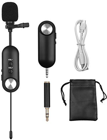 Andoer Wireless Lavalier Lapel Mic Système de Microphone à Pince Rechargeable avec Conduction du Bruit Longue Distance de Travail de 20 mètres Compatible avec Les téléphones et la caméra