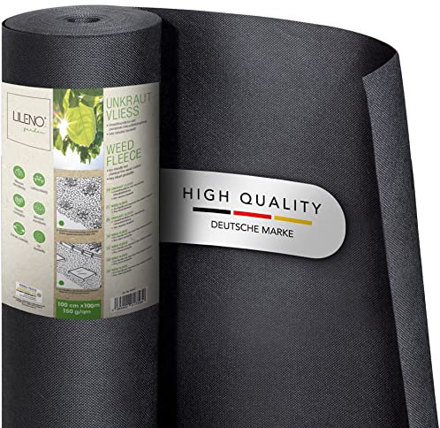 LILENO HOME Toile anti-mauvaises herbes pour jardin, 100 m², 150 g/m², perméable à l'eau, indéchirable, résistant aux UV, 1 m x 100 m