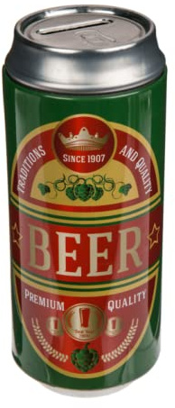 Spardose in Form einer Bierdose, preiswert, mit Deckel, verwendbar als Stiftdose (grün)