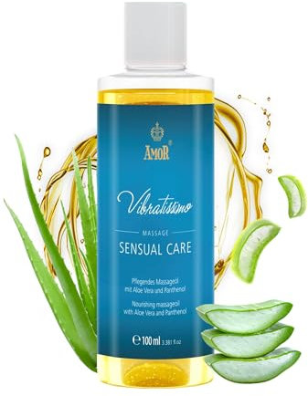 Vibratissimo Sensual Care 100 ml Massageöl - Pflegend mit Aloe Vera - Beruhigend, Feuchtigkeitsspendend, Hautpflege & Gleitöl, Liebesöl