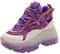 ANUFER Donna Piattaforma Alta Chunky Scarpe da Ginnastica Lucido Paillettes Moda Tacco a Zeppa Sneakers Viola SN070147 EU37