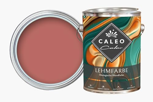 Caleo Color Lehmfarbe ROSENKNOSPE Rot, 2,25 Liter - ökologische Wandfarbe für Wohnzimmer und Co. - hoch deckend, tropffrei, geruchsneutral