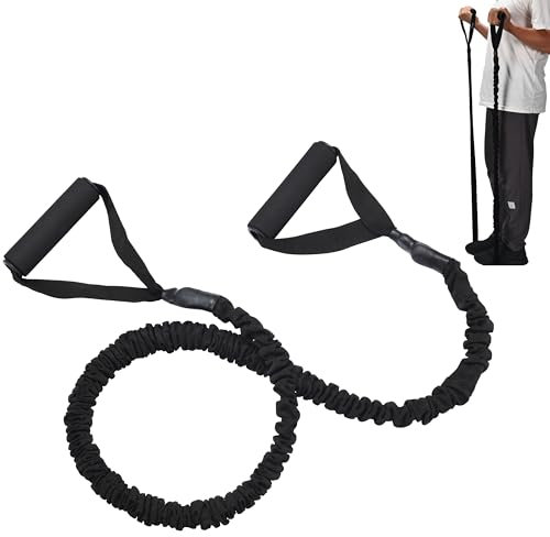PowrX widerstandsbänder krafttraining - 27kg widerstandsfähiges Elastikband mit dicken Nylongriffen - vielseitiges Ganzkörpertraining für Klettern, Klimmzüge - Resistance Bands - 100 cm - Schwarz