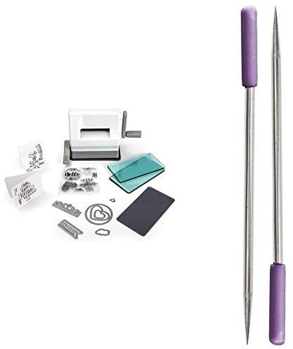 Sizzix Sidekick Mini Die Cutting and Embossing Machine and Craft Kit for Adults and Kids. & Crafter's Companion Pokey Tools for Paper and Card Crafting Projects-Set of 2, White, One Size