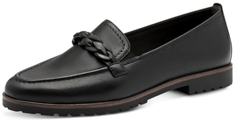 Tamaris Damen Slipper, Frauen Slip On,TOUCHit-Fußbett,College Schuhe,Businessschuhe,Anzugschuhe,elegant,Office,büro,Black Leather,36 EU