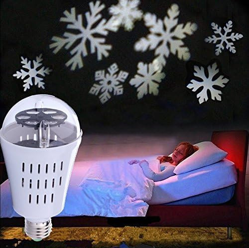 BSLVWG Snowflake Auto Rotating LED Lights Christmas Lights Moving LED Lamp E27 Base 4W Crystal Ball Stage Light for Birthday, Holiday, Wedding, Party, Christmas Decoration (01)