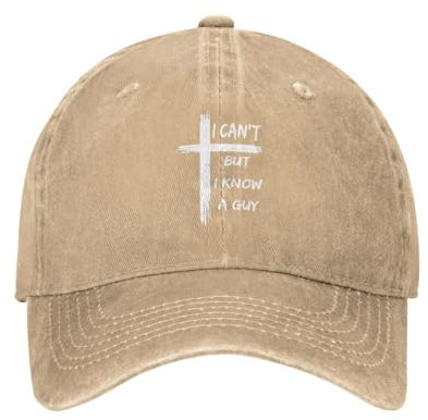 Christian Hat I Can't But Know A Guy Christian Cross Hat for Men Baseball Hats Adjustable Hats, Natural-6, Einheitsgr��e