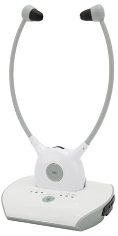 Auricolari TV Wireless, Cuffie Wireless per TV per Anziani e con Problemi di Udito, Controllo Volume Bilanciamento L/R, Dispositivo 3,5 Mm/Auricolare Wireless con Dock di