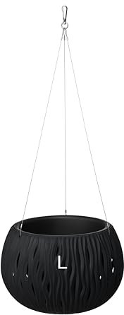 MELTOM Pot de fleurs suspendu rond avec insert amovible avec suspension, 2 couleurs, 3 tailles, anthracite, L : 29 cm