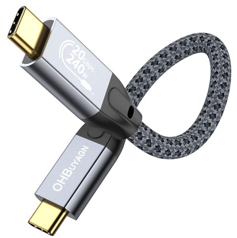 240W USB C Kabel auf USB C 30CM, 20Gbps Datenkabel Typ C 3.2 Gen2×2 Typ C Ladekabel 4K 60Hz Videoübertragung PD3.1 Typ C Schnellladekabel für iPhone 15 Pro/Laptop/Monitor/Samsung S23 S22