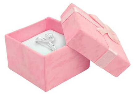 Jewellery Gift Boxes With Bow Knot and Lids for Rings, Earrings, and Presents - Small Kraft Jewelry Boxes for Gifting (Pink)