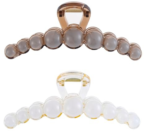 Textention Plastic Hair Claw Clips, 5.5 Inch Extra Large Vintage Hair Jaw Clips, Non-Slip Strong Hold Elegant Hair Ornaments Barrettes for Women Lady Girls (2 Pack)