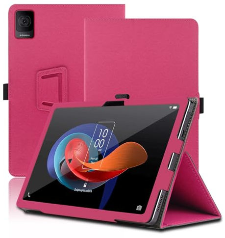 Funda para TCL Tab 10 Gen 2, 10.4 Inch, TCL Tab 10 Gen 2 Tablet Funda, Funda Protectora Plegable con Soporte para Lápiz y Correa para la Muñeca, Protección Total. (Rojo)