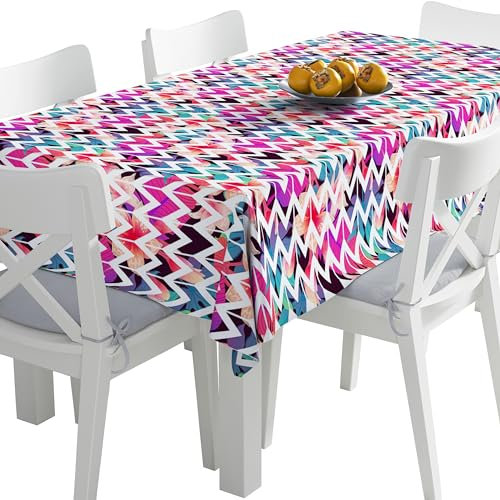 HEKO PANELS Tischdecke 140 x 110 cm Abwaschbar Tischtuch Gartentischdecke Fleckschutz Wasserabweisend Tafeldecke Blumen Tropen Geometrisch