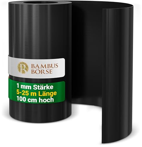 Bambusbörse Wurzelsperre - Rhizomsperre 100cm hoch 1mm Stärke 10m Länge - individuell formbar, aus hochwertigem HDPE | Rhizomsperre Bambus | Wurzelsperre Bambus