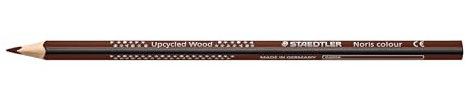 STAEDTLER Buntstifte Noris colour 187, ergonomisches Dreikantformat, rutschfeste Oberfläche, hohe Bruchfestigkeit, Made form Upcycled Wood, Faltschachtel mit 12 Farbstifte, van dyke braun, 187-76