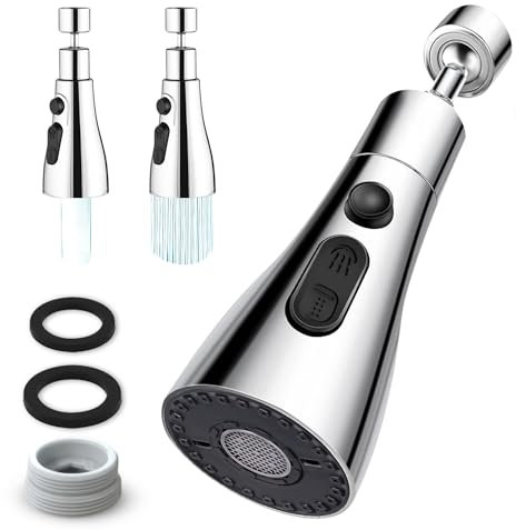 CARBOU Aireador para grifo cocina y baño 360º. Accesorio, adaptador grifo, difusor giratorio. 2 modos ajustables de funcionamiento. Material ABS