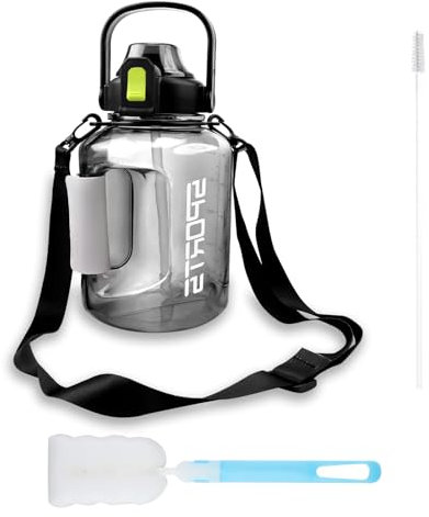 KINHARD Gourde Paille Adulte Gourde Graduée, Capacité 1.8 Litres, Bouteille D'eau avec Paille Réglable Adapté aux Sports de Pêche Quotidiens