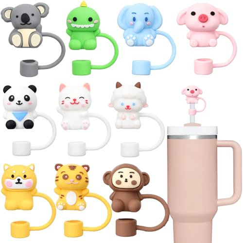 GADITIEK Lot de 10 couvercles de paille pour tasse Stanley, 10 mm, anti-poussière, en silicone, embouts de paille réutilisables pour accessoires de gobelet Stanley Cup