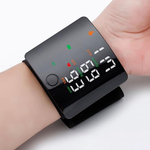 Tensiomètre de poignet avec écran LCD numérique, rechargeable et automatique, portable pour la maison ou en déplacement, transmission vocale en anglais uniquement