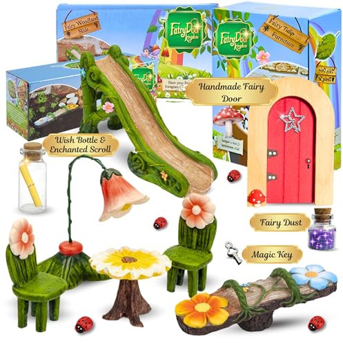 Fairy Garden Accessories Kits for Children with Fairy Door and Ornaments to Create an Magical Fairy Garden for Indoor and Outdoor