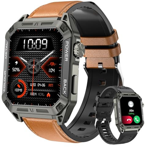 bomow Smart Watch for Men: 1.91 Inches Rugged Smartwatch for Men Digital Mens Watches with Blood Pressure, SpO2, Heart Rate Monitor and Sleep Tracker for Android iOS Phones