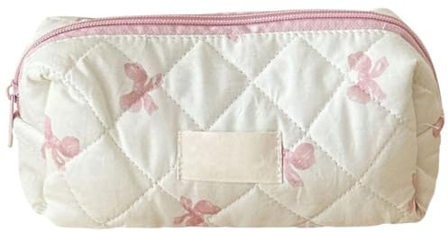 Make Up Tasche Klein, Gesteppte Kosmetik Organizer Tasche tragbar, Kulturtasche Damen aus Baumwolle, Schminktasche, Make Up Tasche, Kosmetik Tasche, für hält Kosmetik, Zubehör (S-18 * 6 * 9cm)