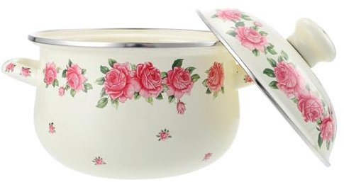 CIYODO Cacerola Esmaltada Vintage Para Sopa Olla Estofado Ahorrador De Energía
