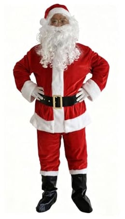 BLUCIELO Costume de Père Noël pour Hommes Complet de Déguisement de Père Noël Cospaly Adulte Hommes (XL