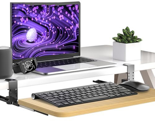 SFNIOKFG Ergonomic Desk Extender Tray for Keyboard and Mouses, 520 650 750Mm Keyboard Tray Under Desk Sliding Keyboard Drawer Platform/Wood/750 * 240Mm