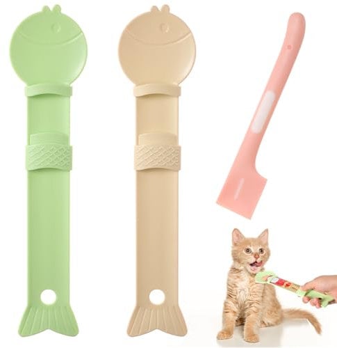 3 PCS Cat Spoon Cat Strip Feeder, Cat Strip Squeeze Spoon, Feeding Spoon for Soft Cat Treats Wet Food Liquid Snacks