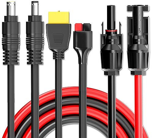 Cleqee 4-in-1 Solar Connector Extension Cable Splitter Solar Adapter to 45A Connector XT60 DC 8mm DC 5.5mm Adapter Solar Charger Parallel Wire for Portable Power Station