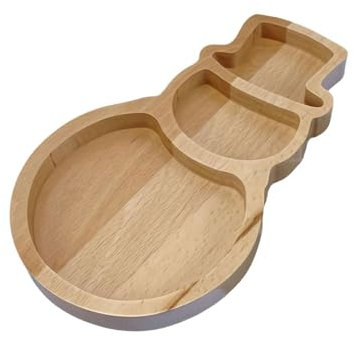 1PCS Christmas Wood Serving Tray, Christmas Tree and Snowman Shaped Wooden Appetizer Tray, Funny Charcuterie Board Tree Serving Dish for Fruit Bread Cheese Xmas Gifts