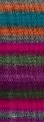 Lana Grossa Colorato Aktion 08 - Zimtorange/Petrol/Dunkelgrau/Fuchsia/Pink/Moosgrün/Rotviolett