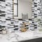 ReWallpaper Self Adhesive Wall Tiles Grey Marble Stick on Tiles Kitchen White and Black Waterproof Bathroom Sink Splashback 3 Sheets Pack 30.5x30.5CM Subway Tile Stickers for Fireplace Surround
