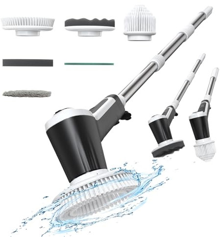 Minthouz Reinigungsbürste Elektrisch, Putzbürste Elektrisch Verstellbarem Electric Spin Power Scrubber 4500mAh Lange Akkulaufzeit Elektrische Bürste zum Putzen für Fliesenboden Bad Duschen