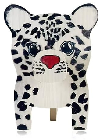 NHQ Support de Lunettes en Bois 3D en Forme d'animal,Porte Lunette,Support Lunettes Maison,Support de Lunettes de Soleil,Accessoire Bureau Drole,Cadeau Maison Pratique(Léopard des Neiges)
