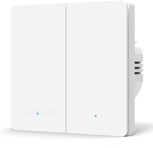 Acmerota ZigBee Smart Luz de Pared Interruptor Interruptores de luz inteligentes Cable neutro requerido, control remoto, funciona para Alexa/Google Home, Tuya ZigBee Hub requerido, 2 Gang, Blanco