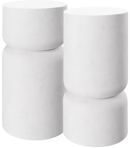 tectake® 2er Set runder Couchtisch weiß, Beistelltisch rund, Aesthetic Room Decor, Moderne Möbel für Wohnzimmer, Schlafzimmer, als Coffee Table, Side Table oder Nachttisch