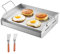 VEVOR Parrilla de Acero Inoxidable con Placa Rectangular Universal 425 x 270 mm con Superficie Plana, Plancha de Gas para Barbacoa, Utensilios de Cocina Portátiles con Asa, Color Acero Original