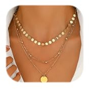 Forbabe 3x Kette Gold Layering Halskette Damen 14K Goldkette Lange Ketten