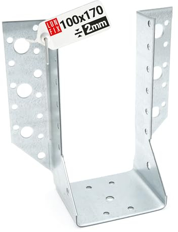 LUN FIX Balkenschuh Typ A 100x170 mm 2,0 mm Balkenverbinder, Holzverbinder | Metallwinkel verzinkt, stabiler Balkenwinkel für Holzbalken, ideal als Balkenhalter für Carport, Pergola und Holzbau