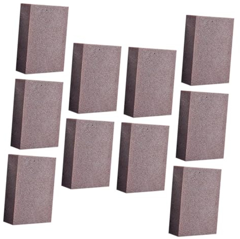 ELAYARD 10Pcs Heavy-Duty Emery Kitchen Cleaning Sanding Sponges for Pots and Rust Removal Multi-Purpose Scrub Pads for Cutting Boards Scissors Sinks and Range Hoods Brown