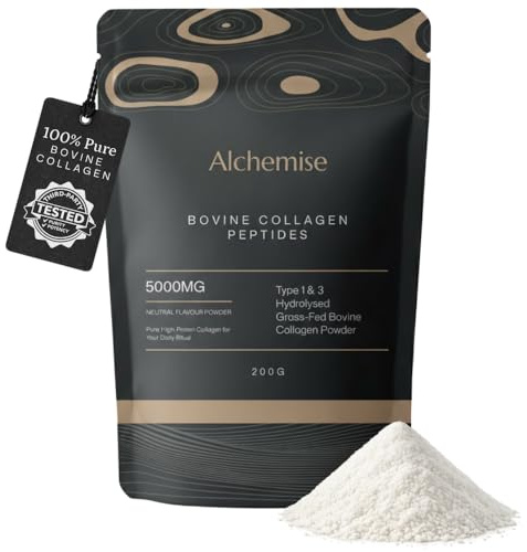 Bovine Collagen Powder 200g, Hydrolysed Grass Fed Collagen Peptides Type 1 & 3, 40 Servings, Unflavoured