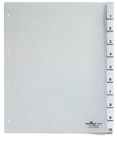 Durable Register (A4 überbreit, mit umschweißten Taben, 10-teilig) 1 Stück transparent, 683119