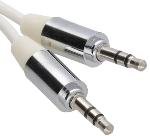 kenable Pro Metal 3.5mm Jack to Jack Stereo Audio Cable 24K Gold Plated Male to Male AUX Lead White 1m