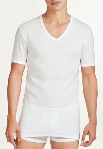 RAGNO 3 Maglie Lana Merino/Cotone sulla Pelle (Art.sintonia 65458) Scollo A V Bianco Lana Taglie 3-4 - 5-6 - 7-8