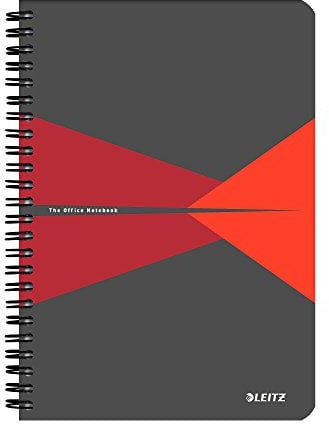 Leitz 44990025 Office Collegeblock A5 liniert, spiralgebunden mit PP Einband Rot