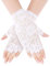 MINGZE Spitzen Handschuhe, Frauen Handgelenk Länge Halbe Fingerhandschuhe, Sexy Braut Hochzeit Blumenspitze Fingerlose Handschuhe UV Schutz Kostüm Handschuhe (Weiß, Halbfinger)