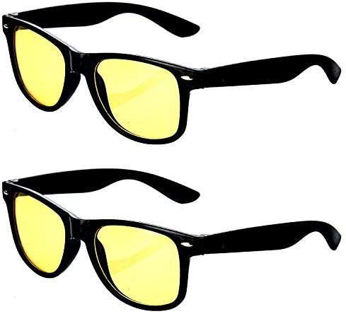 HAC24 2er Set Nachtfahrbrille im Retro-Look Nachtsichtbrille Nachtbrille Sonnenbrille Auto Motorrad Kontrast Brille
